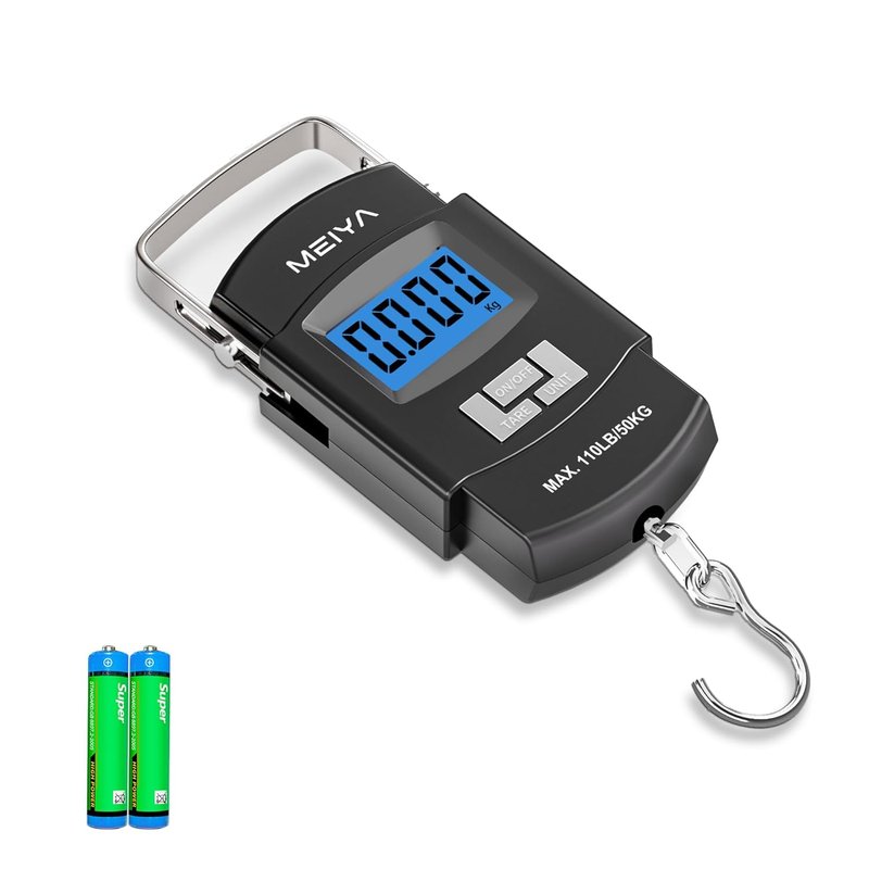 Digital Fishing Scale - 110lb/50kg Capacity, Backlit LCD & Stainless Steel Hook | Portable Fishing Gear for Men
