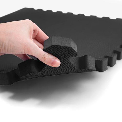 IncStores Fitness Foam Flooring Tiles | Low-Profile Interlocking Foam Tiles for Lightweight Floor Protection in Your Home Gym, Playroom, and More | Black, 72 Sq Ft