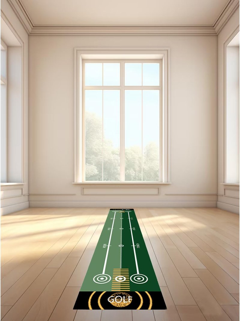 1 Piece Green Golf Mat, Size 19.69 Inch x 116 Inch, Portable Washable Non-Slip Putting Green Mat, Suitable for Home, Office, Outdoor Use, Party Team Building Activities.