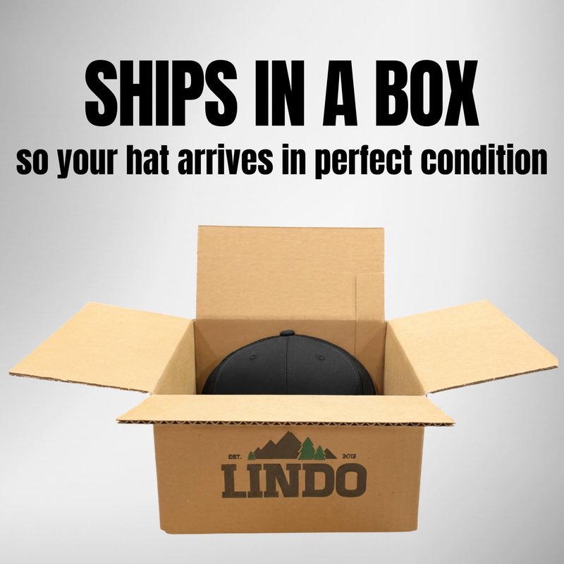 LINDO Trucker Hat - Palm Tree 2.0 (Black w/Blue Patch)