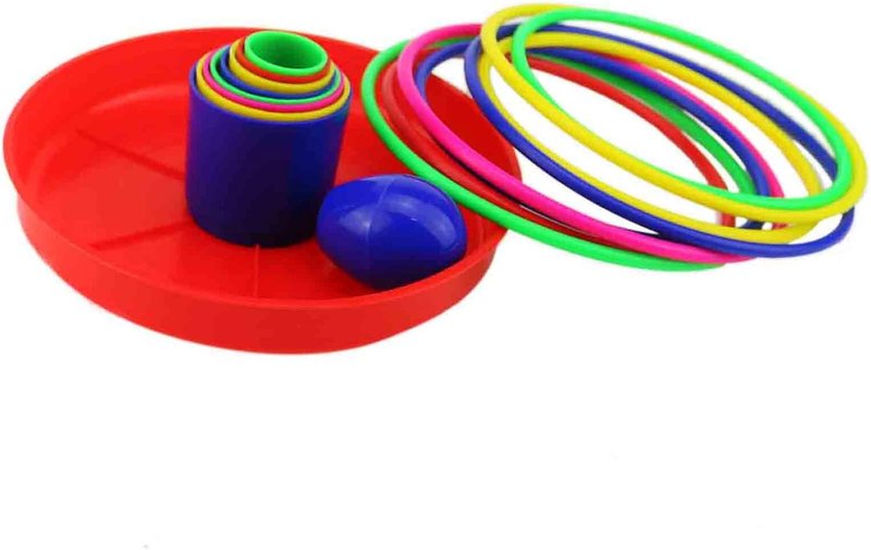Colorful Plastic Sport Ring Toss Game Set for Kids - 18-Inch Fun Outdoor Activity