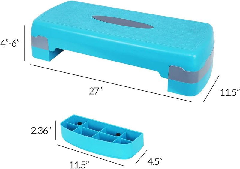 Aerobic Step Platform Trainer - Adjustable 2-Level Risers, 400 lb Capacity | Non-Slip Exercise Stepper