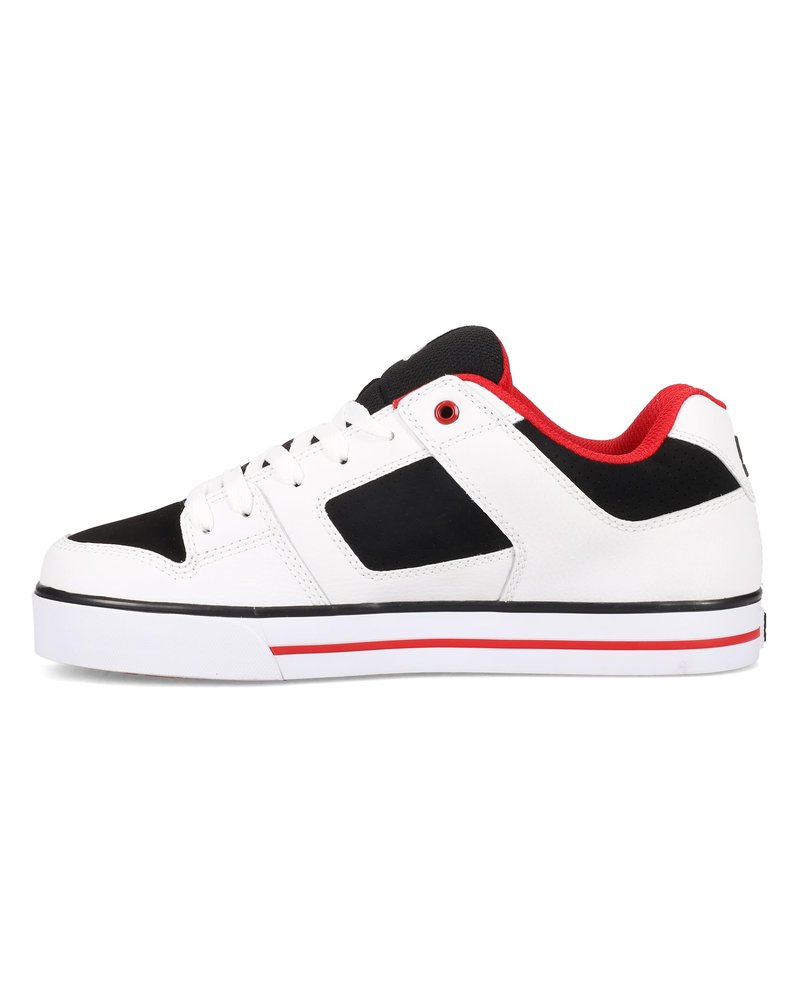 DC Men's Pure Skate Shoe, White/Black/RED, 18