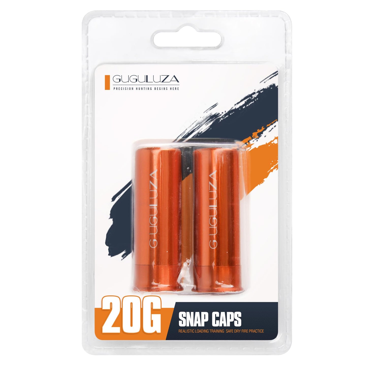 GUGULUZA 4-Pack Aluminum Snap Caps, 12 Gauge / 20 GA Shotgun Dummy Rounds for Dry Fire Training — Reusable, with High-Visibility Orange Coating for Safe Loading Practice, 20 GA