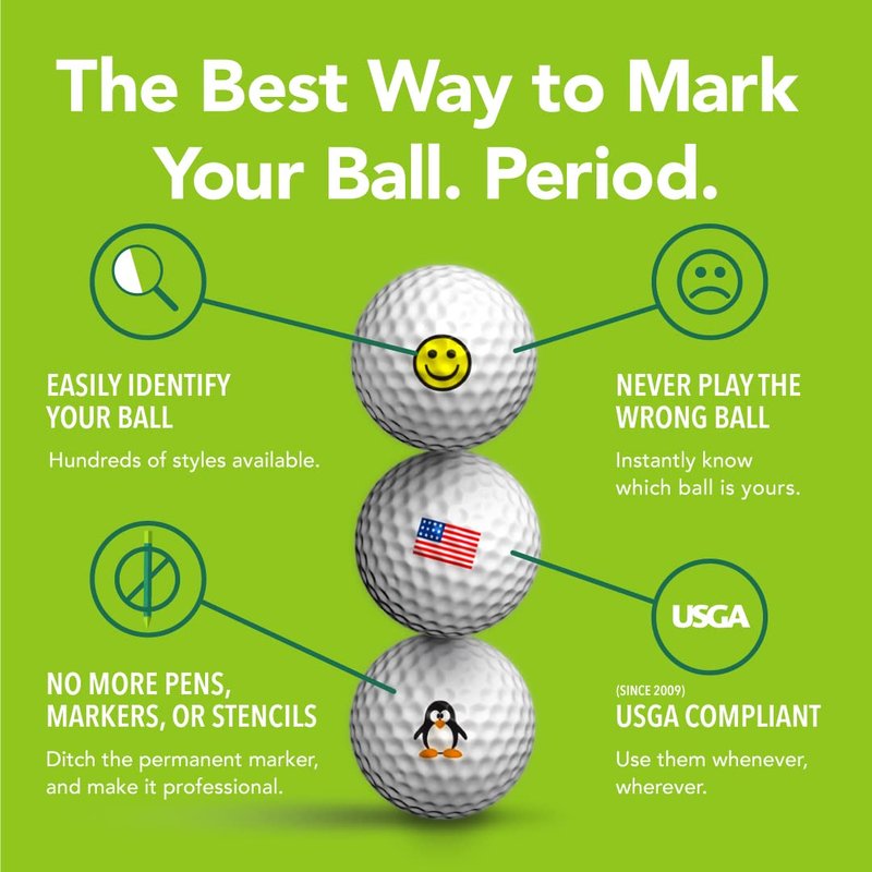 Golfdotz - USGA Rule Conforming Golf Ball Markers, Golf Ball Stickers for Marking Balls, No More Smearing from Stamps, Gifts for Golfers, Dads, and Retirees, (USA Lucky Clover; 32-Count)