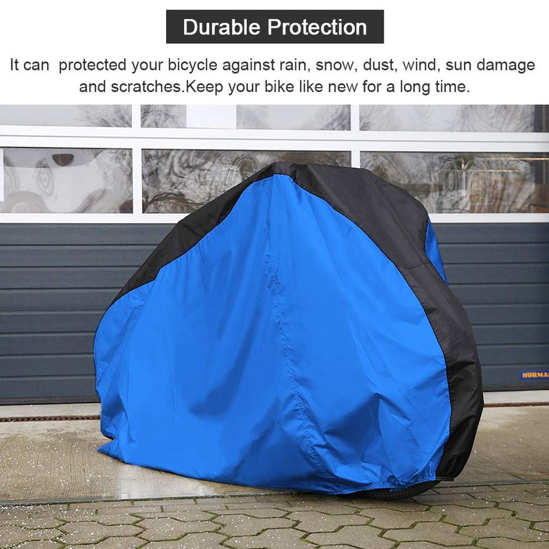 190T Bicycle Cover Roctee Waterproof Dust Resistant Anti-UV Mountain Road Bike Cover Cycle Cover with Storage Bag, 78.7''(L) * 27.6''(W) * 43.3''(H) for XL Size, Portable & Durable(Black & Blue)