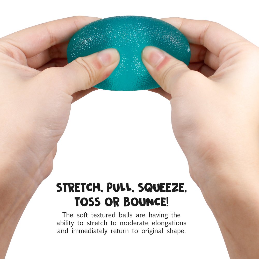 SourceTon Fidgets Stress Relief Ball, Egg-Shape Hand, Finger Grip Strengthening Therapy Stress Balls, Great Physical Rehabilitation & Grip Strengthener, Pack of 5 Squeeze Balls