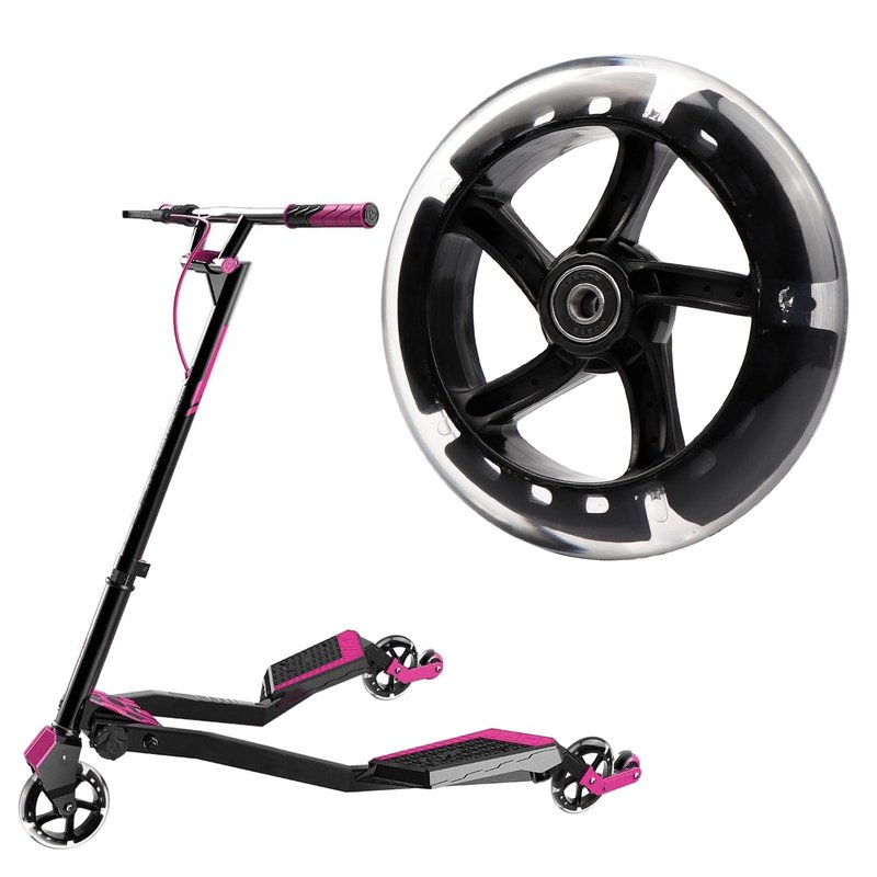 WHEELGOO Wiggle Scooter 145mm White Light-Up Replacement Wheels Front/Rear for Y Fliker 3-Wheeled Swing Scooter (2)