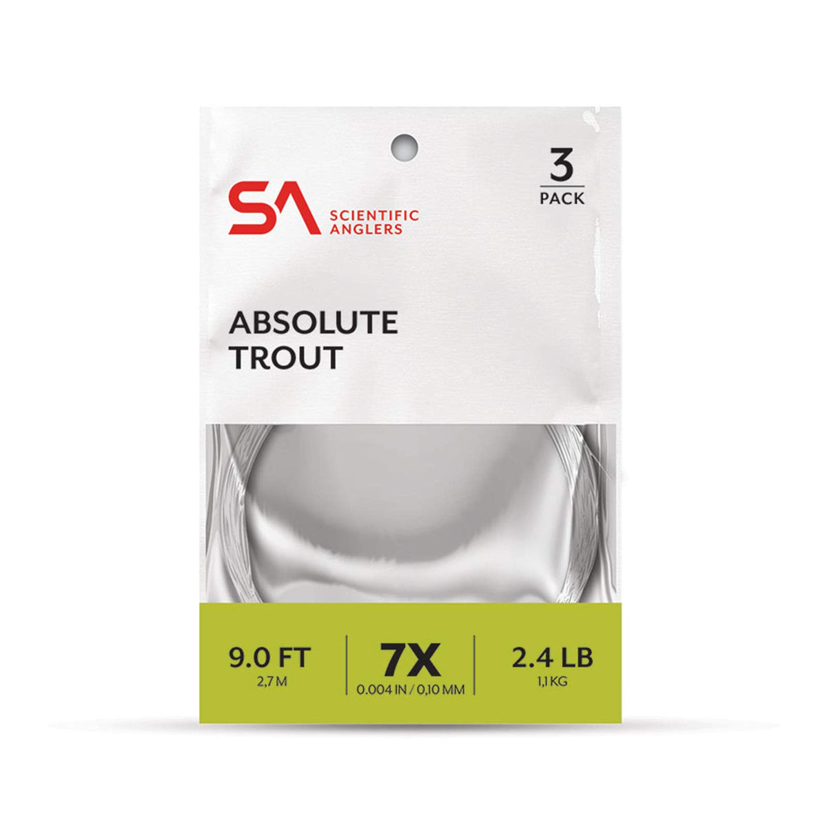 Scientific Anglers Absolute Trout Leaders Fly Line, Copolymer Blends, Supple for Drag Free Drifts, Trout Fishing Leader Set, Clear - (9ft - 4X)