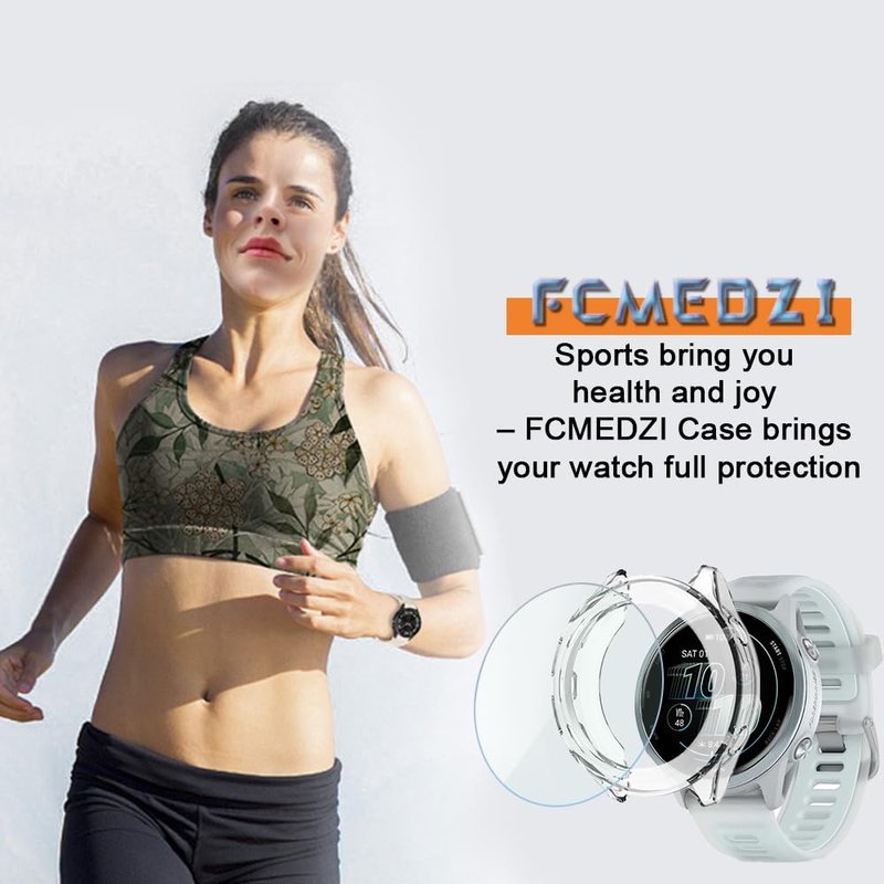 FCMEDZI Compatible for Garmin Forerunner 570 42mm Screen Protector, Case TPU Soft Frame Cover and TPU Screen Protective Film Not Tempered Glass (Pack of 4+2)(Not of 47mm)