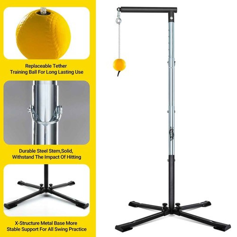 PLAYAPUT Baseball Softball Batting Tee with Tethered Ball, Auto Reset Baseball Swing Trainner, Softball Hitting Trainner, Height Adjustable 20-45 inches Hitting Tee Improve Swing Power,Accuracy
