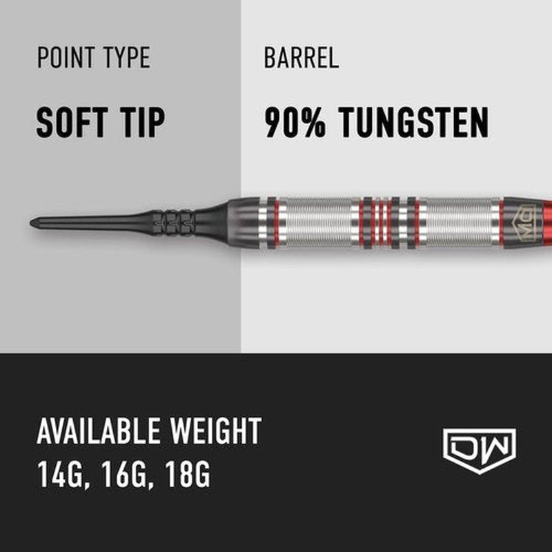 DW Piranha Razor 90% Tungsten Soft Tip Darts, Precision Balanced, Accurate and Durable - Perfect for Professional and Recreational Players (01, 16G), Silver