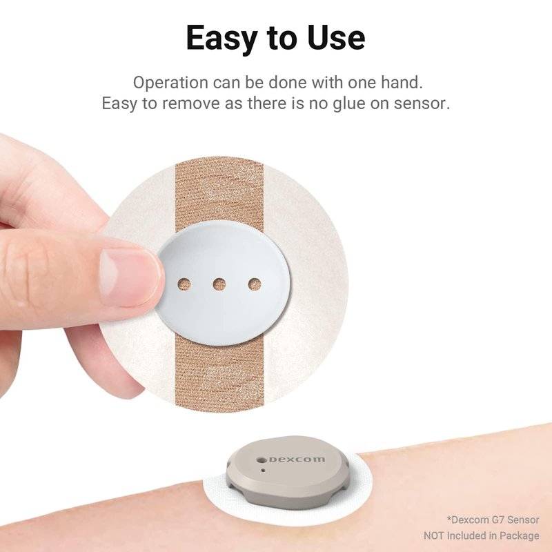 KOVOQ - Reusable Dexcom G7 Hardshell Covers, 2-Pack Add-On Covers Reduce Compression Lows, Customized for Dexcom G7 and Stelo CGM Sensors (4 Pack Dexcom G7 and Stelo Adhesive Patches Included)