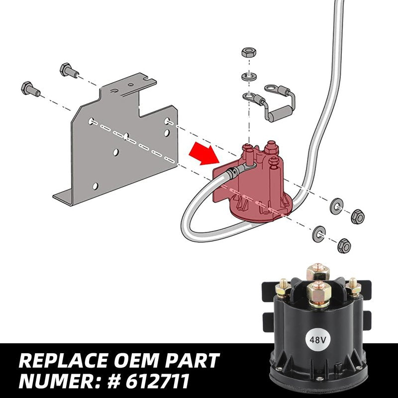Roykaw Golf Cart 48V Solenoid Compatible with EZGO TXT 2010-up & All 48V MPT 800/1000 Electric Golf Cart, Replace OEM # 612711