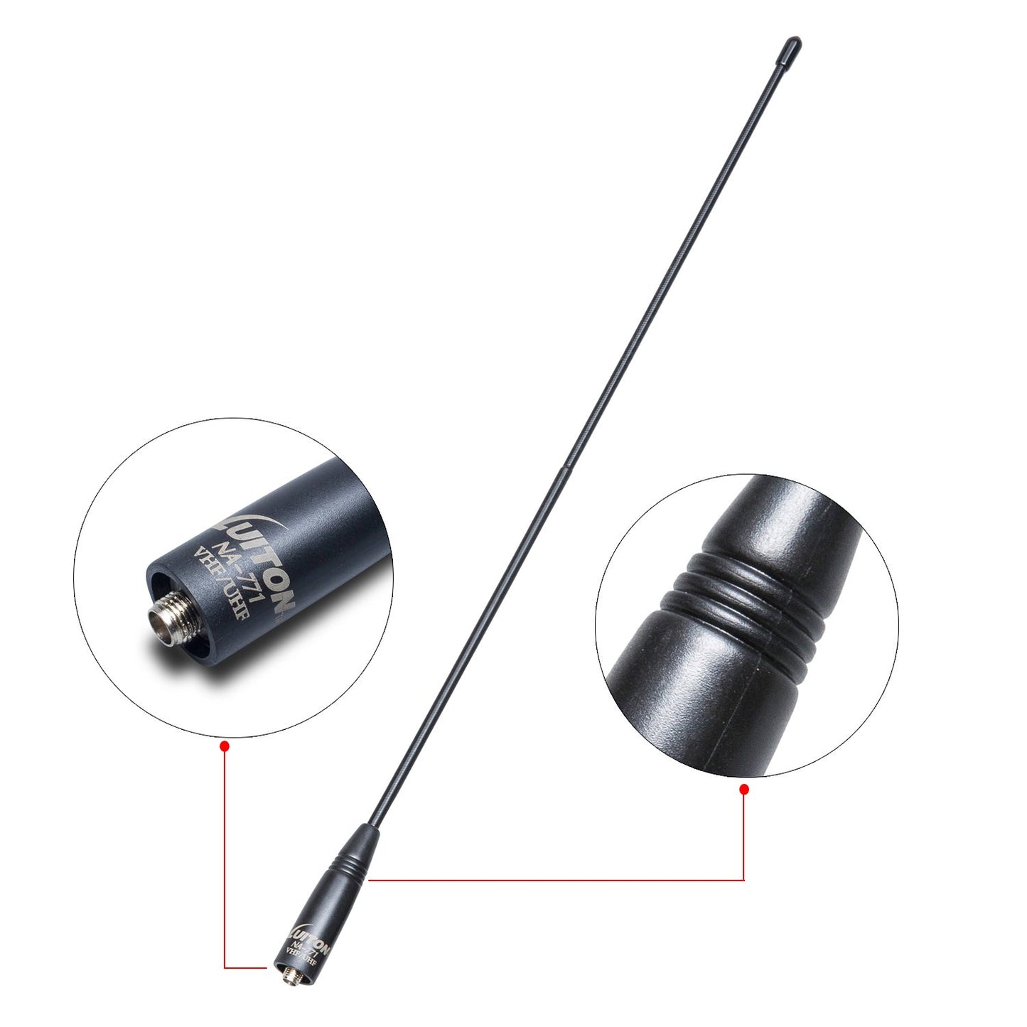 Radio Antenna for BaoFeng UV-5R/888S Long Range Walkie Talkie Antenna 15.6-Inch Whip VHF/UHF (144/430Mhz) Antenna SMA-Female(1 Pack)