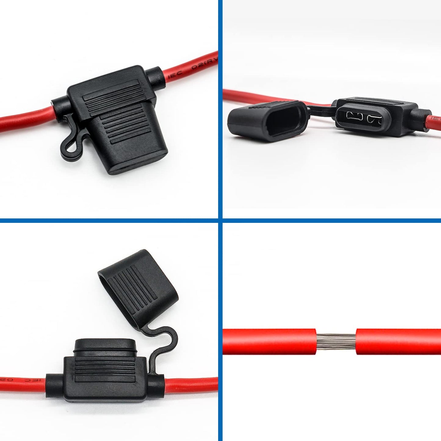 10 Gauge Fuse Holder - 10 AWG Inline Fuse Holder with 40 AMP ATC Blade Fuses (4pack)