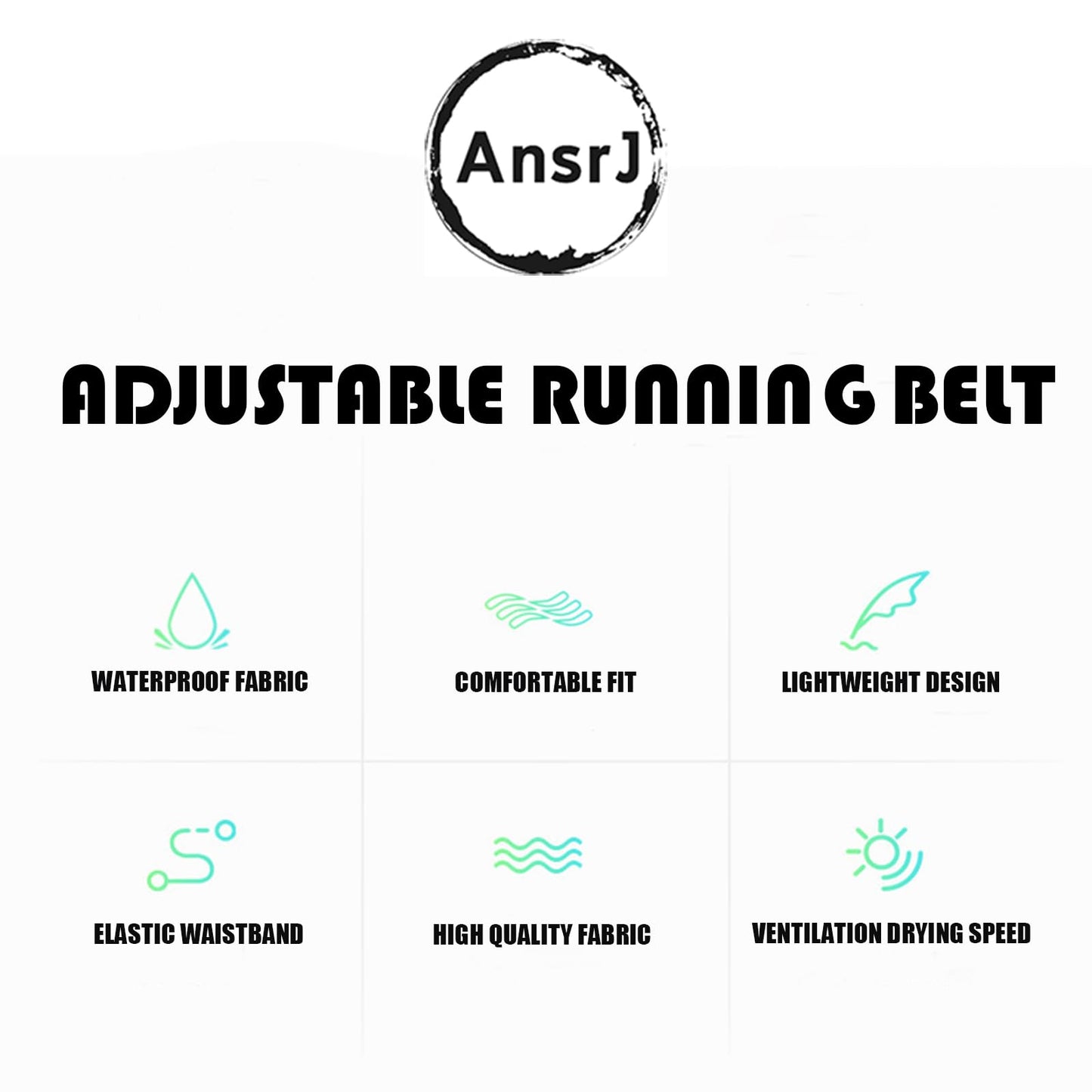 AnsrJ Adjustable Running Belt, Runners Fanny Pack for Women & Men.hidden money belt for travel. Slim Thin Elastic Waistband.Workout Fitness Exercise Gym Phone Holder Belt.