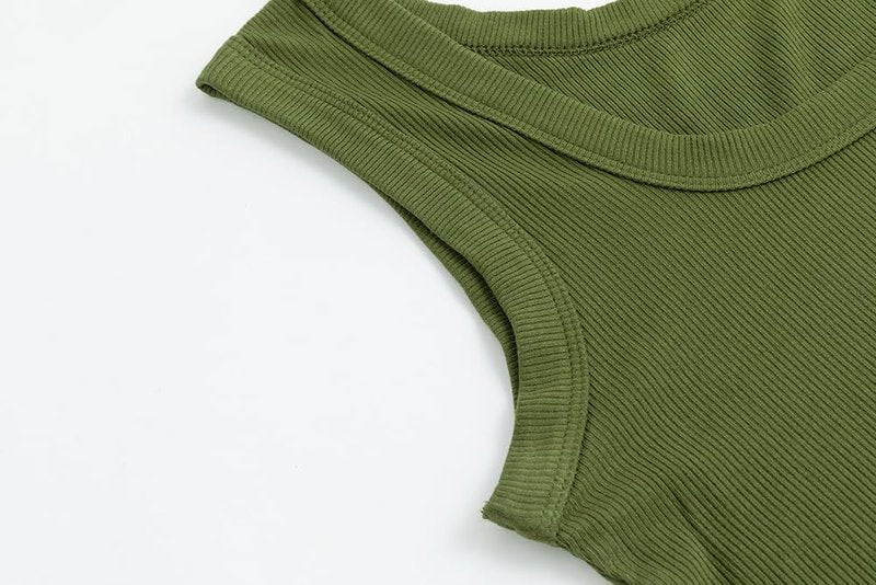 SVALIY Summer Womens Tank Tops 2025 Square Neck Fitted Sleeveless Shirts for Women Ribbed Basic Top Army Green