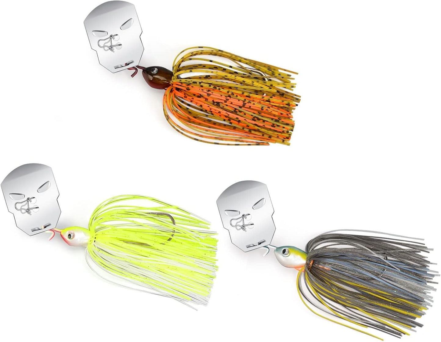 MadBite Bladed Jig Fishing Lures - Irresistible Vibrating Action, Multi-Color Kits | 3/8 oz & 1/2 oz Sizes with Storage Box