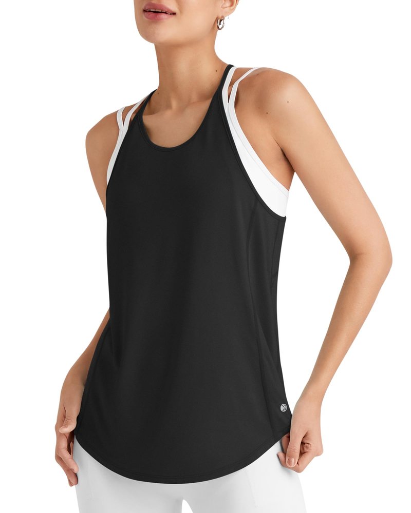 G4Free Workout Racerback Tank Tops Athletic Loose Fit Tennis Tanks Sleeveless Running Yoga Gym Top (Black,L)