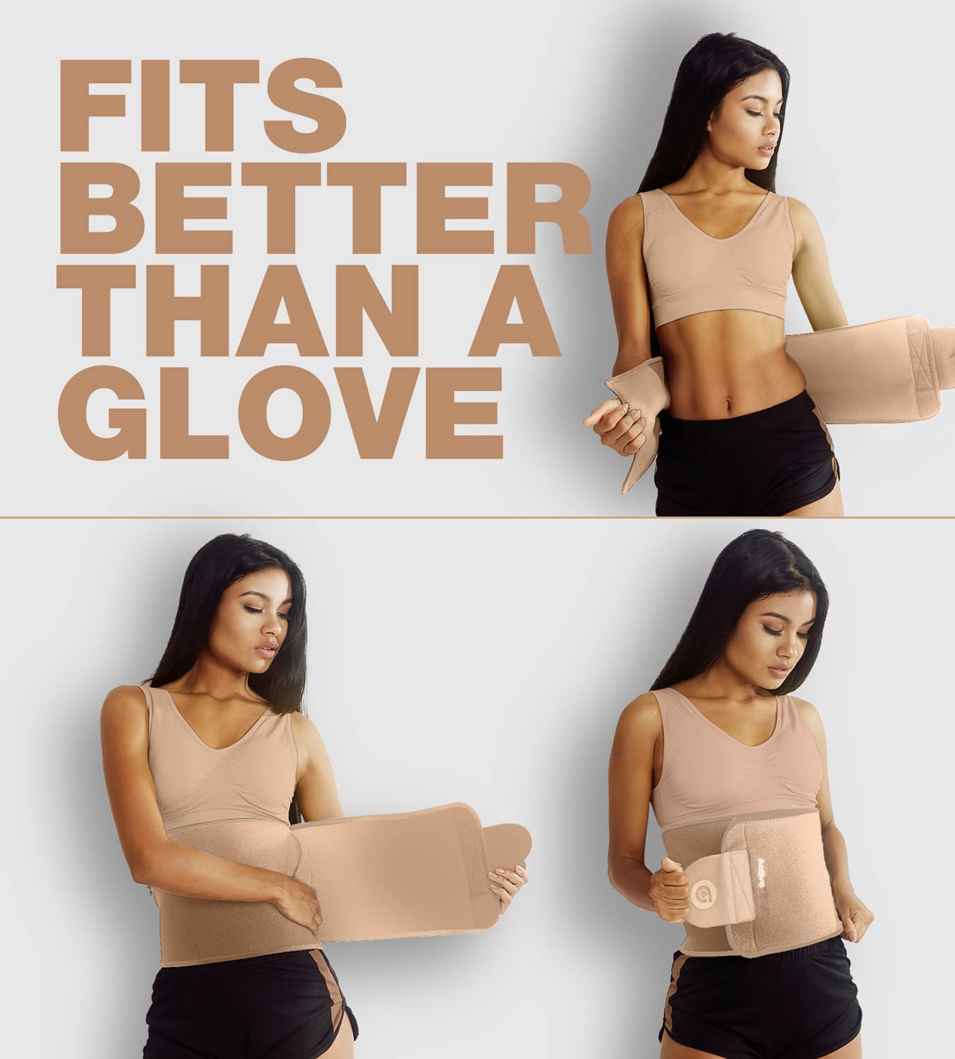 ActiveGear Waist Trimmer Belt with Back Support, Large: 9"x46" - Latte