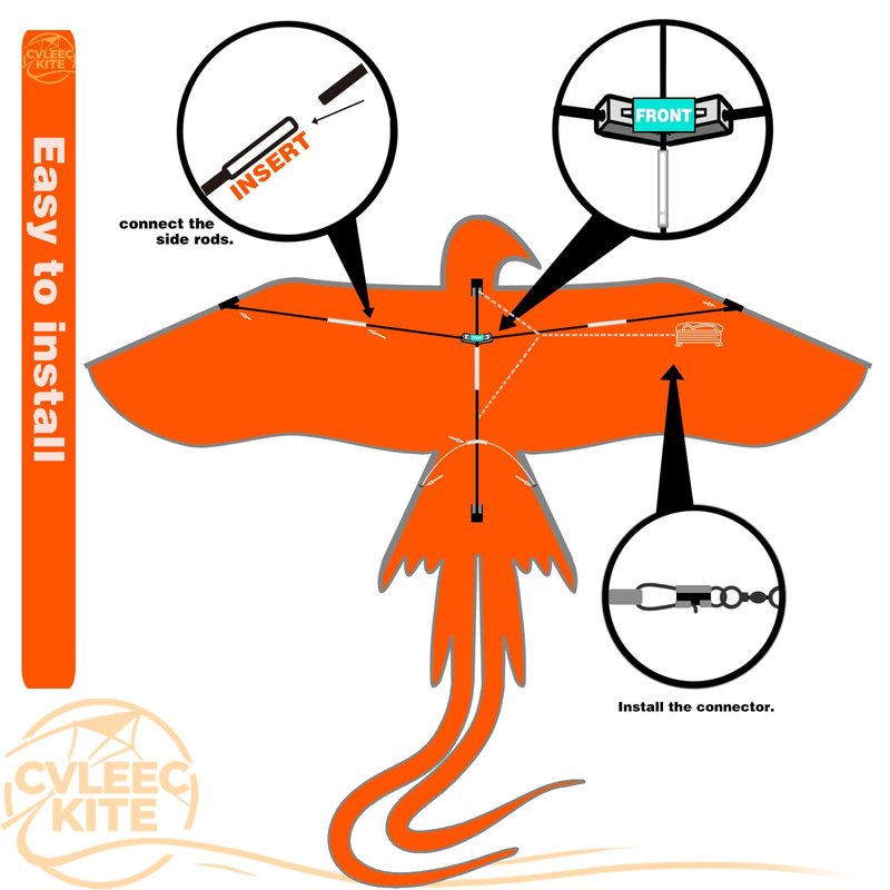 Parrot Kite for Kids & Adults, Outdoor Kite, Perfect for Beginners, Easy to use, Ideal for Beaches, backyards, Grassy Areas(Black)