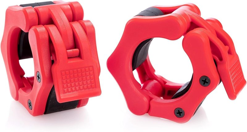 Greententljs Barbell Clamps 2 Inch Olympic - Pair of Collars Quick Release Locking Barbell Workout Pro Weight Plate Clamp Clips for Gym Power Heavy Weightlifting Fitness (Red Matte)