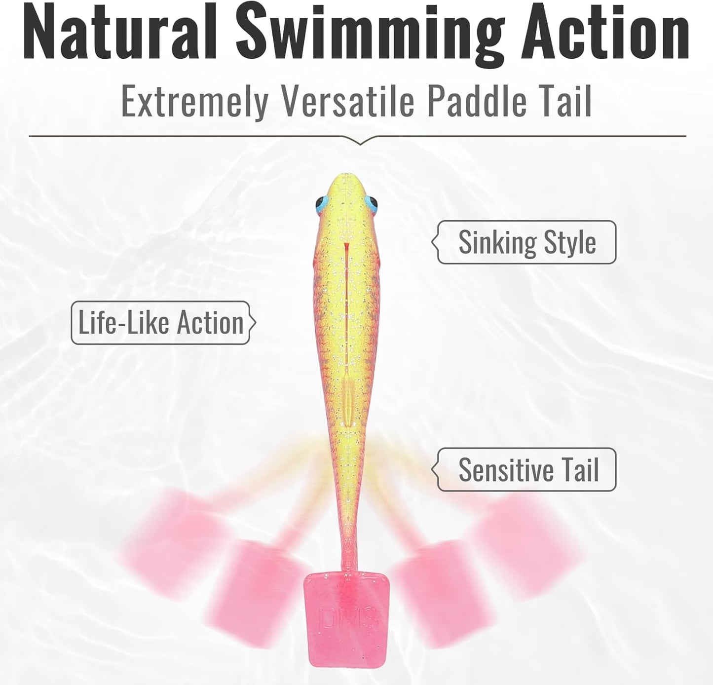 TRUSCEND Soft Fishing Lures - Pre-Rigged Swimbaits with BKK Hooks for Bass, Trout & Walleye | Trembly Sinking Design