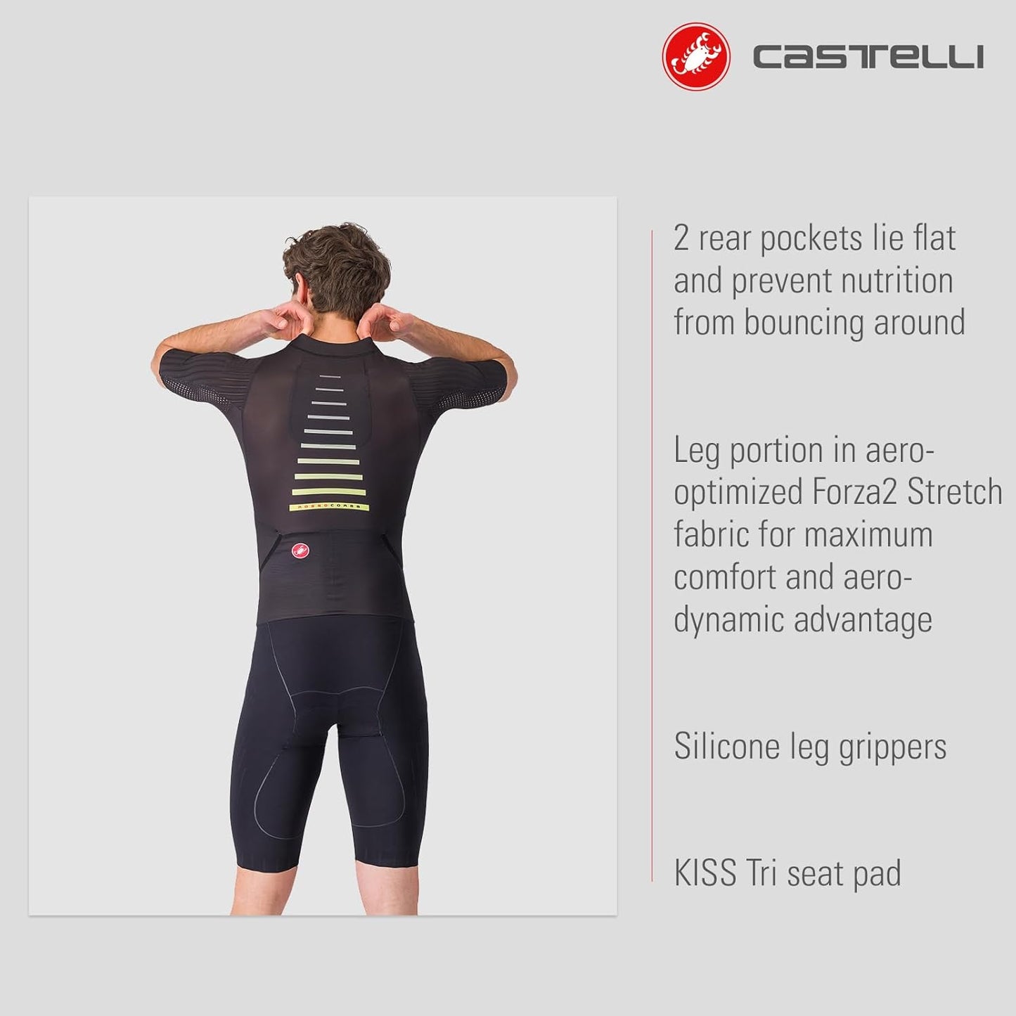 Castelli Men’s Sanremo 3 Short Sleeve Triathlon Suit - Aerodynamic Cycling & Running Gear with Tri Seat Pad