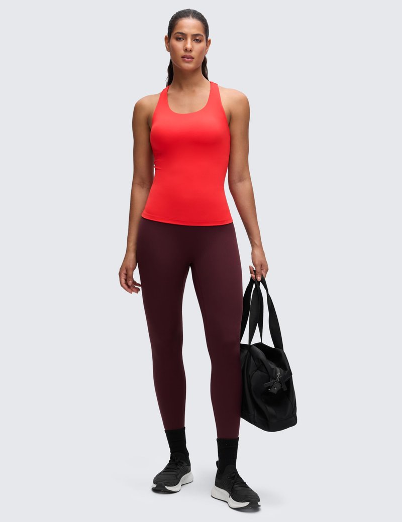CRZ YOGA Butterluxe Workout Racerback Tank Tops for Women - Padded Athletic Spandex Yoga Shirts with Built in Bra Deep Red X-Small