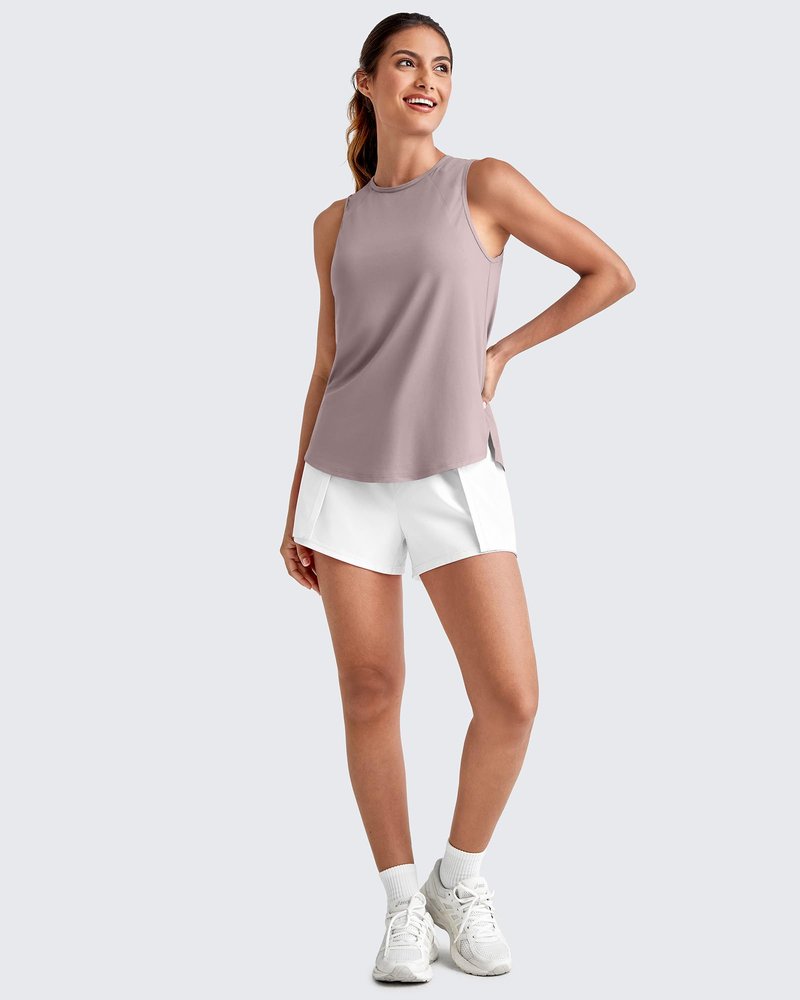G4Free Running Tank Tops for Women Sleeveless Workout Shirts Athletic Gym Muscle Tank Lightweight Clothes Outfits(Gray Lilac,L)