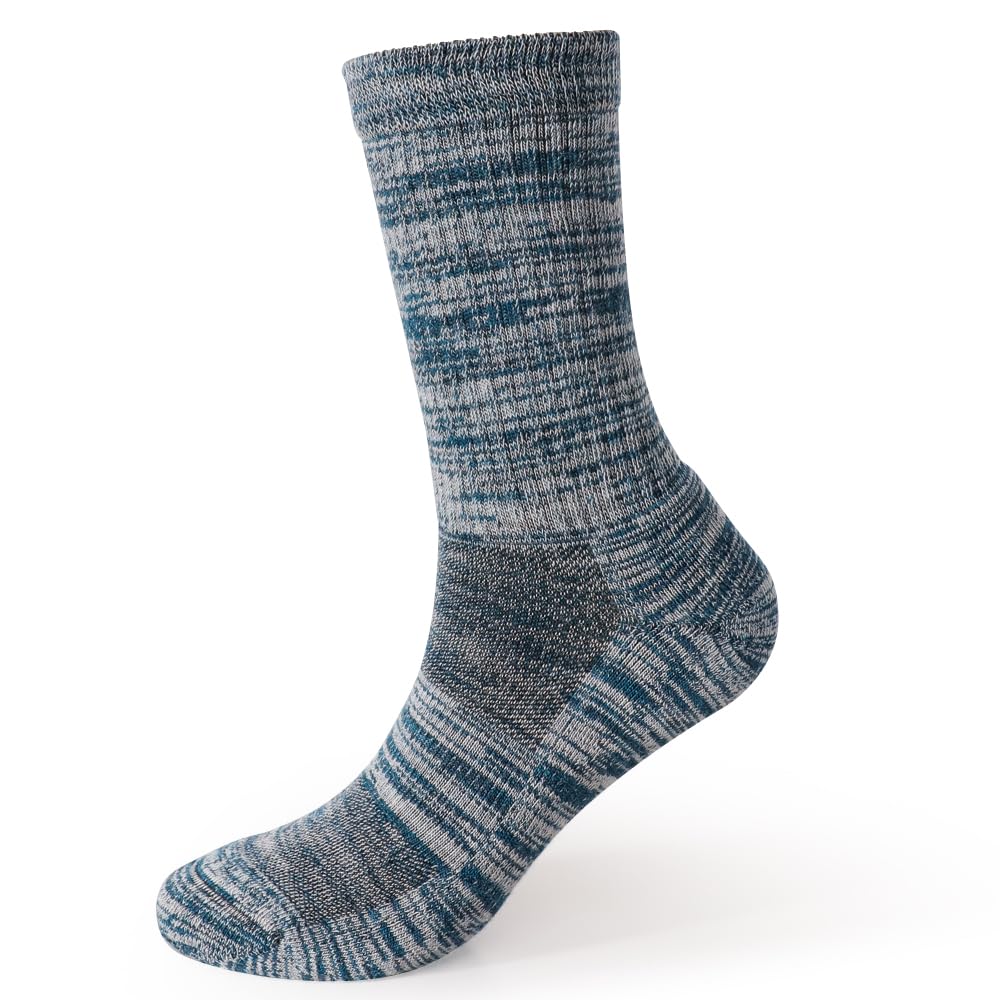 EnerWear 4 Pack Women's Merino Wool Outdoor Hiking Trail Crew Sock (US, Numeric, 9, 11, Regular, Regular, Blue/White Stripe/Multi)