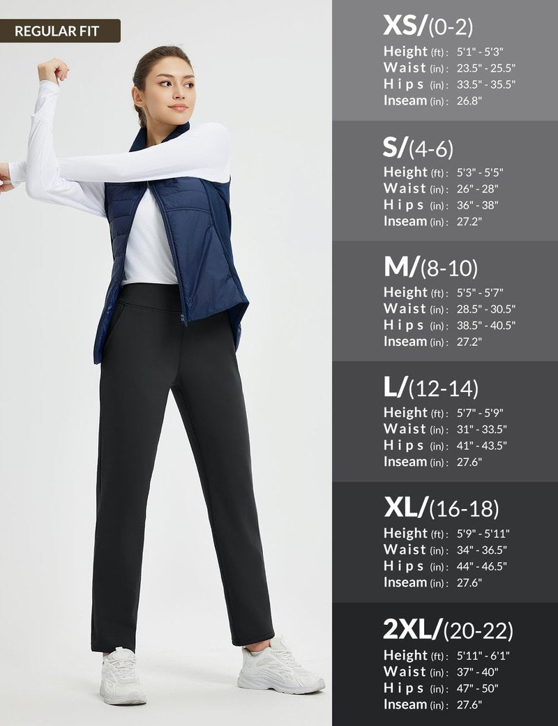 baleaf Fleece Lined Pants Women Winter Thermal Warm Water Resistant High Waisted Travel Pants Thick Pants Work Golf Casual Black M