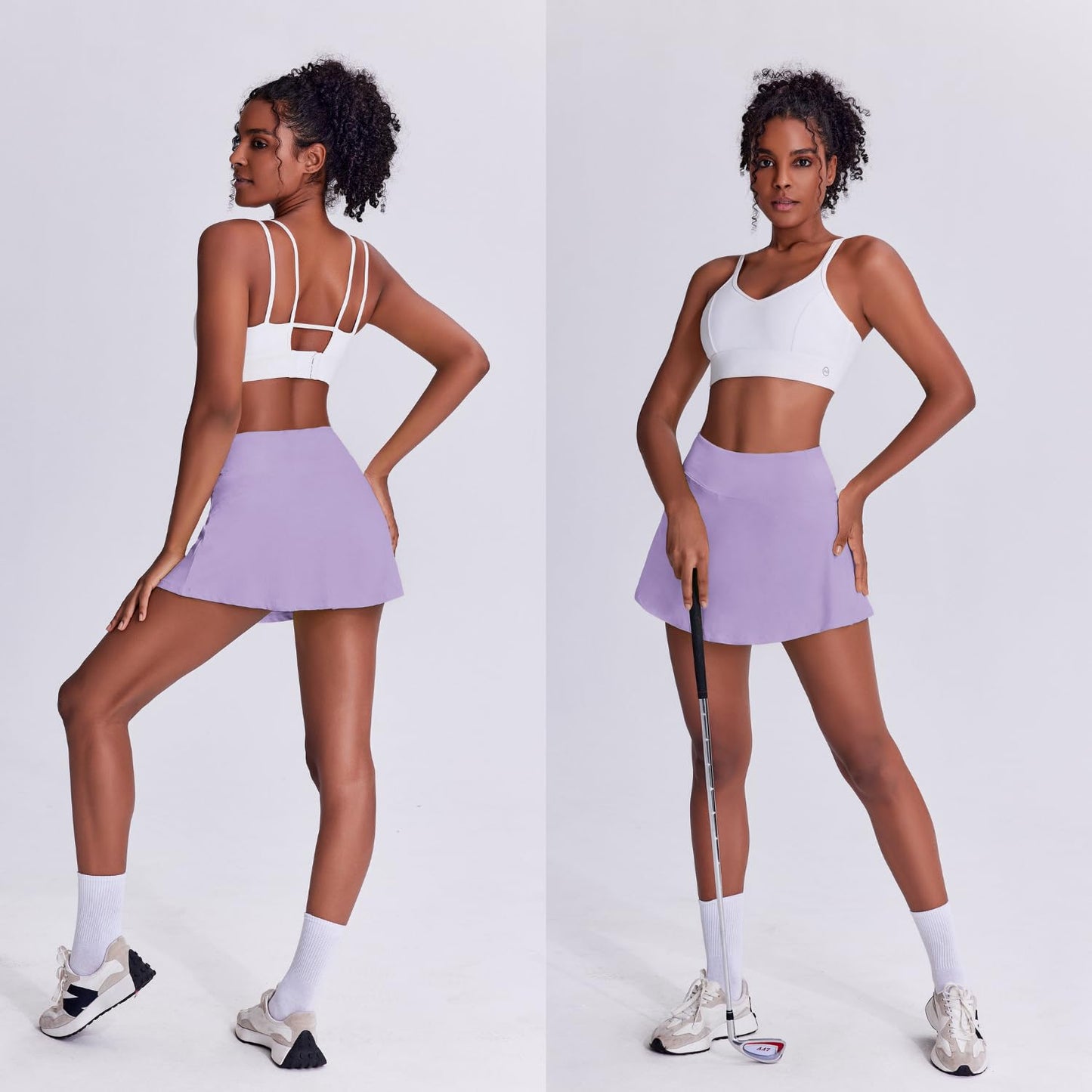 PINSPARK Athletic Skirts for Women Mini Tennis Skort Lightweight Golf Skirts with Pocket Pickleball Outfits,Lilac X-Large