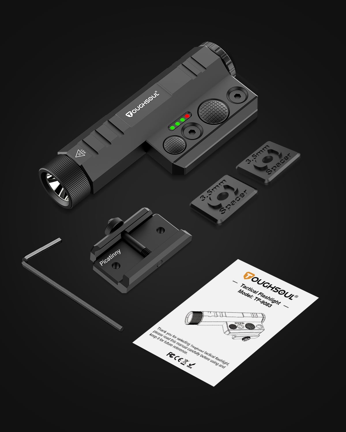 TOUGHSOUL Mlok/Picatinny Tactical Flashlight 2400 Lumen