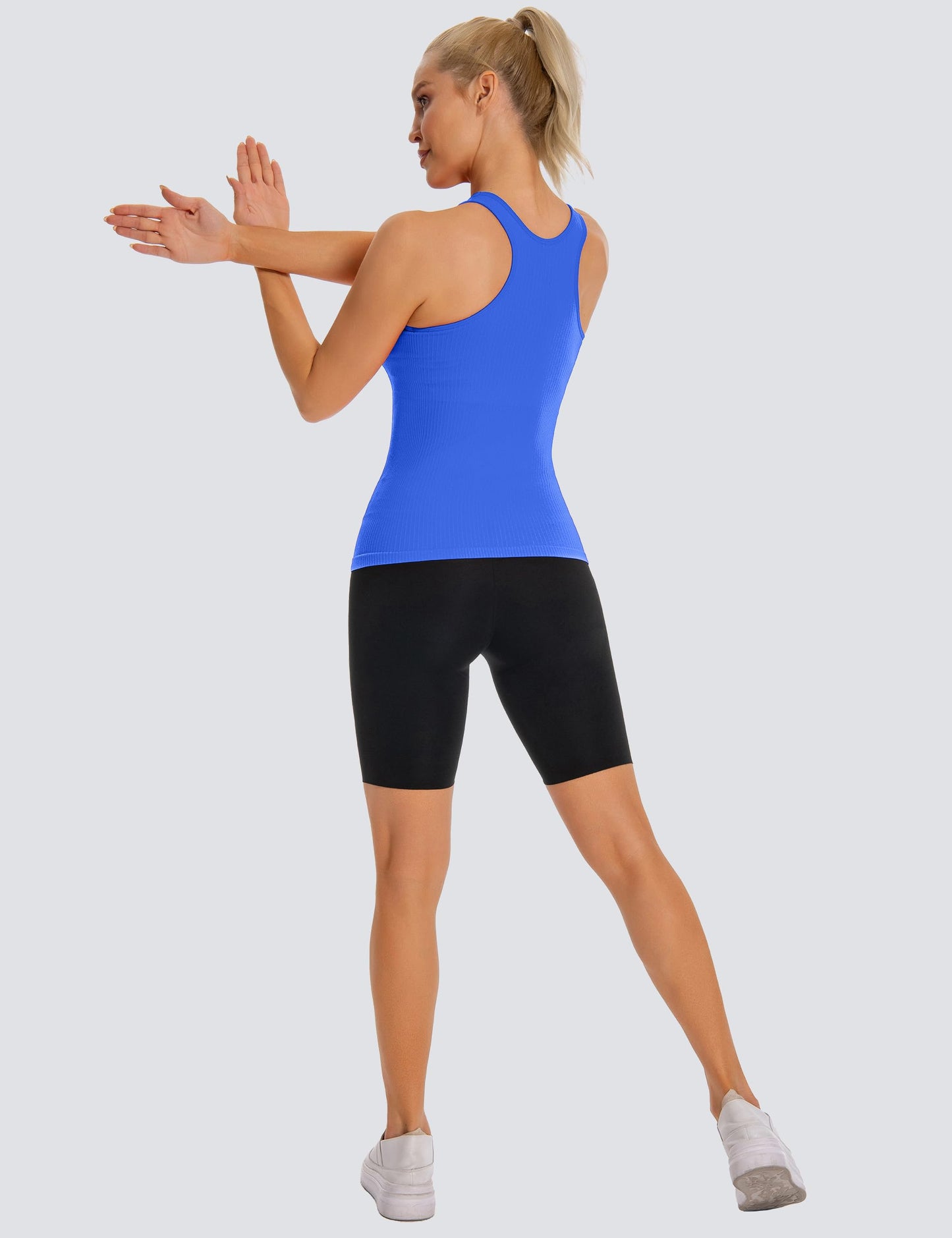 MathCat Seamless Workout Tank Top for Women with Built in Bra, Padded Racerback Ribbed Athletic Yoga Camisole (XS-XL)