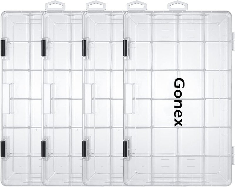Fishing Tackle Box Organizer - 3600/3700 Adjustable Dividers - Clear Plastic Storage for Lures, Hooks, Jewelry | 3 or 4 Packs