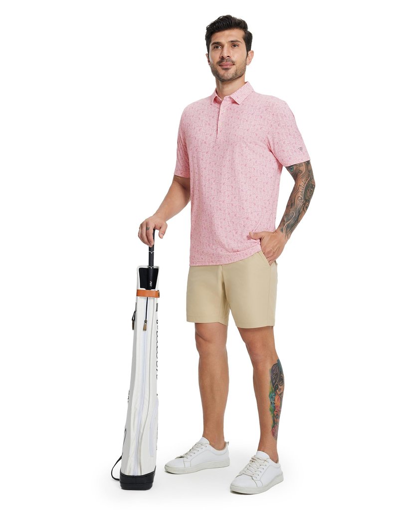 M MAELREG Mens Golf Shirts Short Sleeve Pattern Moisture Wicking Quick Dry Collared Athletic Mens Golf Polo Shirt