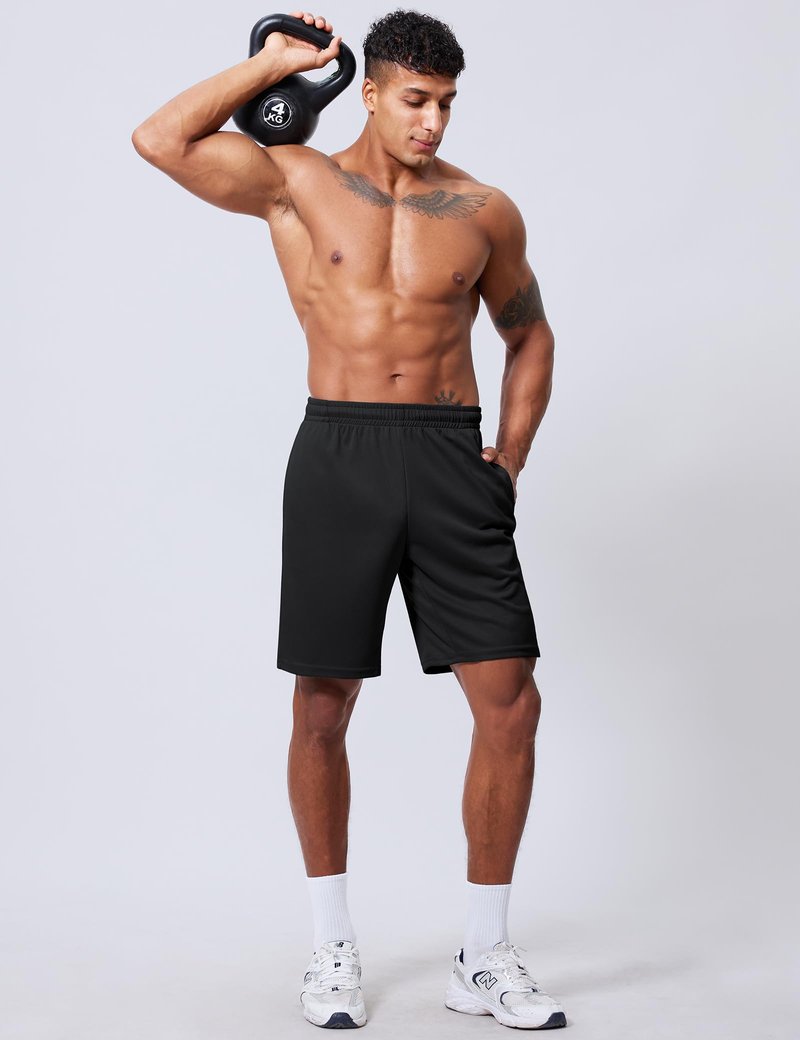 Vlynor Men's Athletic Shorts 9 Inch Inseam - Quick Dry Mesh Basketball Shorts Men, Lightweight Mens Gym Running Shorts with Pockets (Black, 3X-Large)