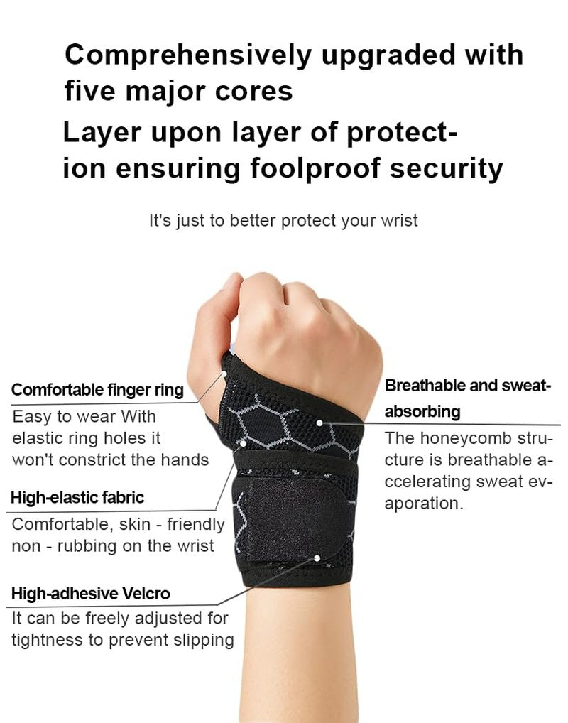 Ultra Thin Breathable Outdoor Compression Anti-Slip Elastic Sports Wrist Support Tendon Support Wrist Brace, Carpal Tunnel Brace,Gym Protection(Unisex) (Black) 1 Pcs/Pack