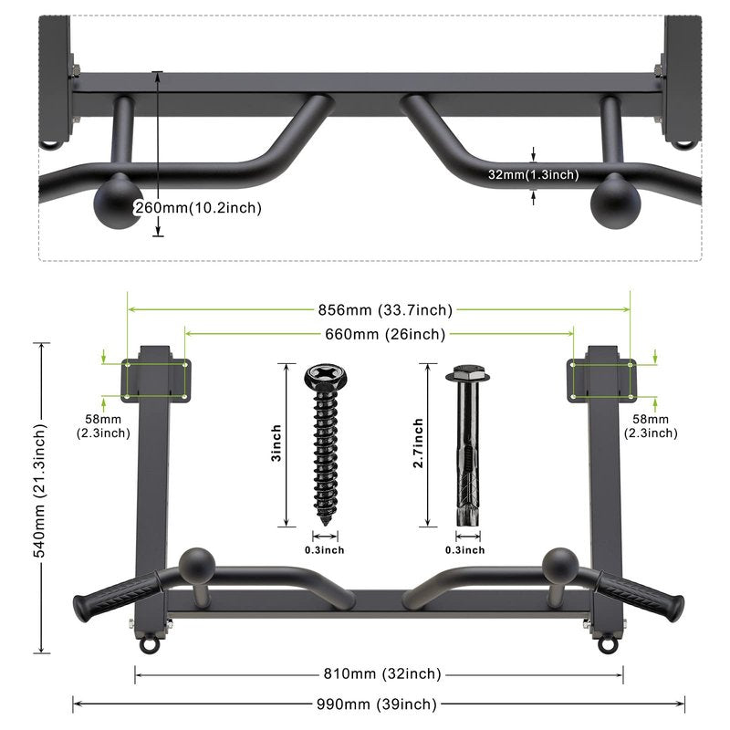 Kipika 32" Ceiling Mounted Pull Up Bar - Heavy Duty, Highly Adjustable, Multifunctional Chin Up Bar - Home Gym System with Punching Bag Hanger and Resistance Bands Training (Joist Pull Up Bar with Ball)