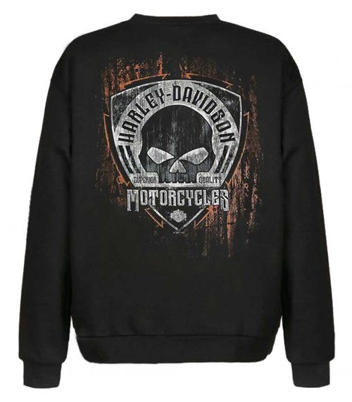 Harley-Davidson Men's Corrosion Willie G Skull Fleece Pullover Sweatshirt (XL) Black