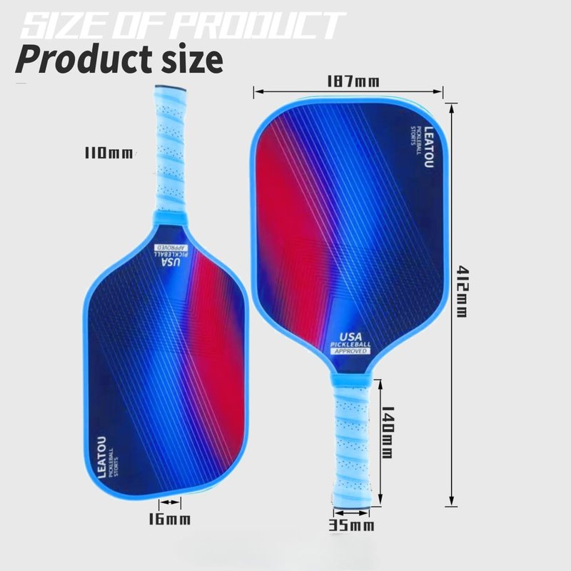 LEATOU T700 Carbon Fiber Pickleball Paddle - Professional Thermoformed Surface, 16mm Honeycomb Core for Max Power & Spin - USAPA Standard, High Performance Clearance Deal (Black/Blue)