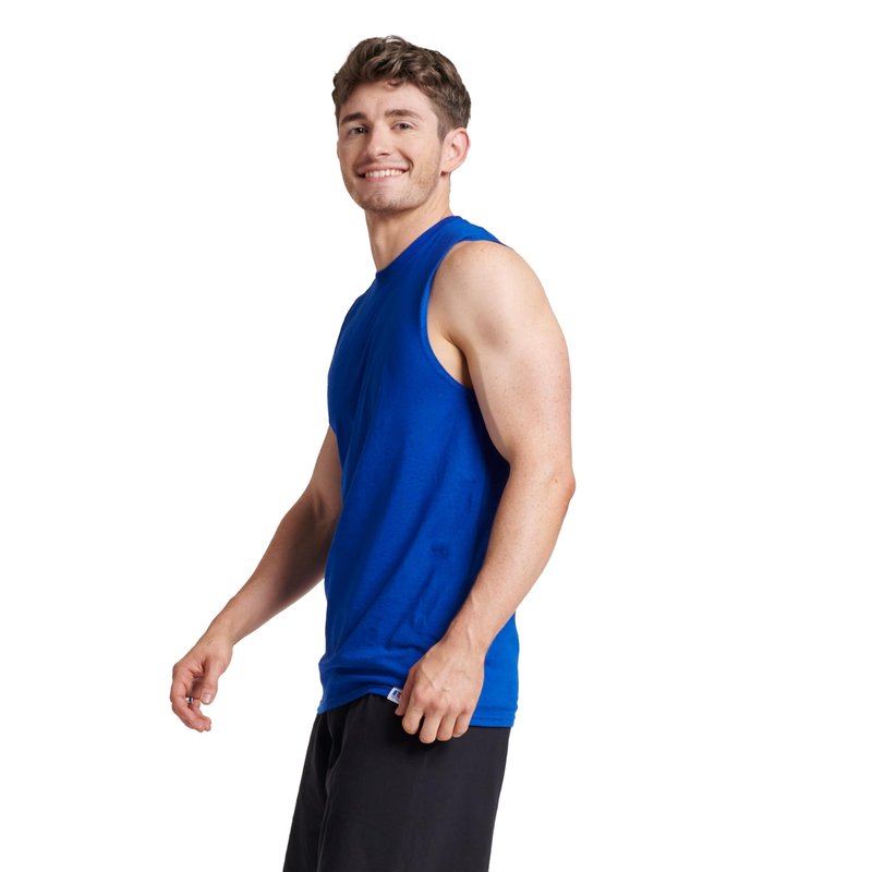 Russell Athletic Men's Cotton Performance Sleeveless Muscle T-Shirt,Royal,XXX-Large
