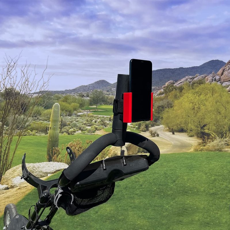 Desert Fox Golf Push Cart Adaptor – Converts Phone Caddy for Walking Golfers – One-Click Mount Golf Cart Accessory for Push Carts with Vertical Umbrella Holder