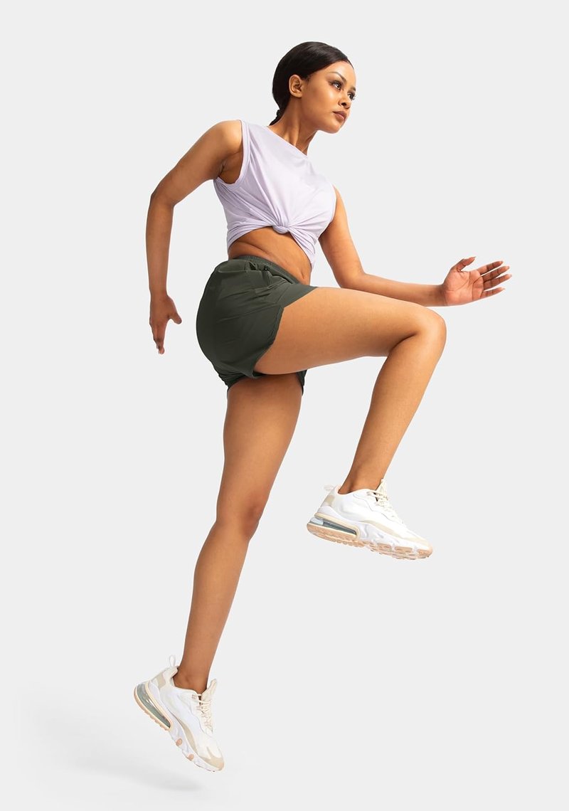 Women's Running Shorts - Quick Dry Athletic Gym Shorts with Zipper Pockets | Comfy Liner, 3" Length