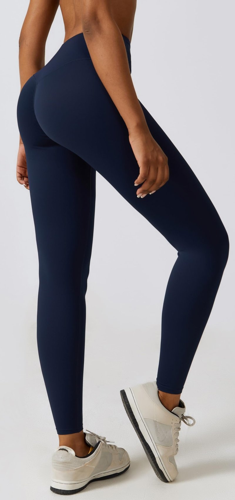 3 Piece Women Workout Set Sports Bra Crop Top Jacket with Thumb Holes Tummy Control High Waist Leggings M Navy Blue