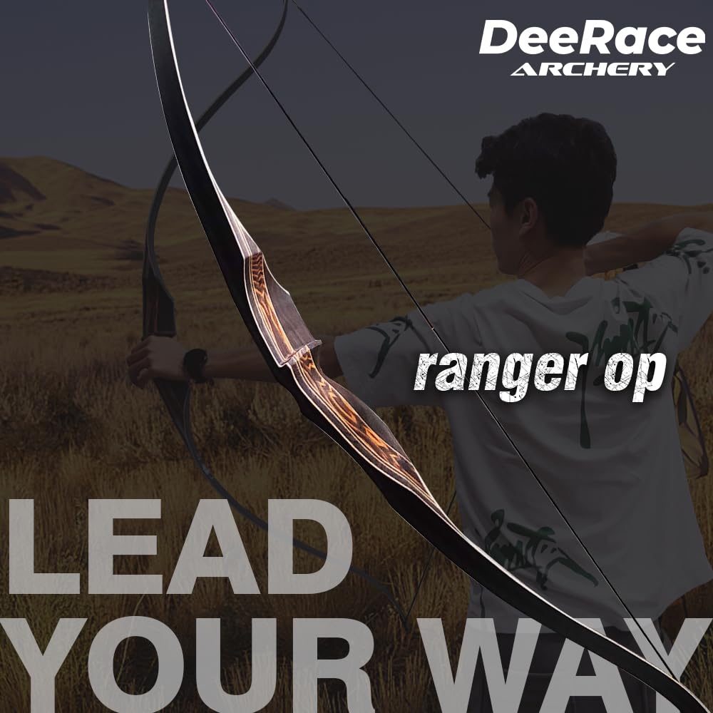 DEERACE 60" Ranger Longbow Traditional One Piece Bow, 25-60 Lbs Right Hand Wooden Hunting Bow