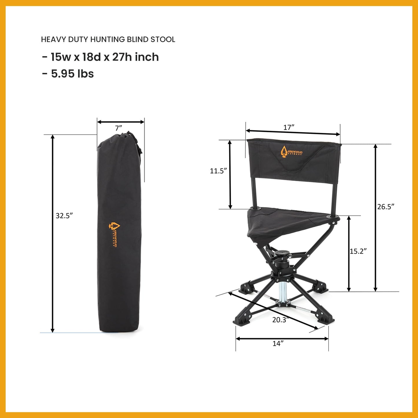 ARROWHEAD OUTDOOR 2PK 360° Degree Swivel Hunting Chair Stool Seat