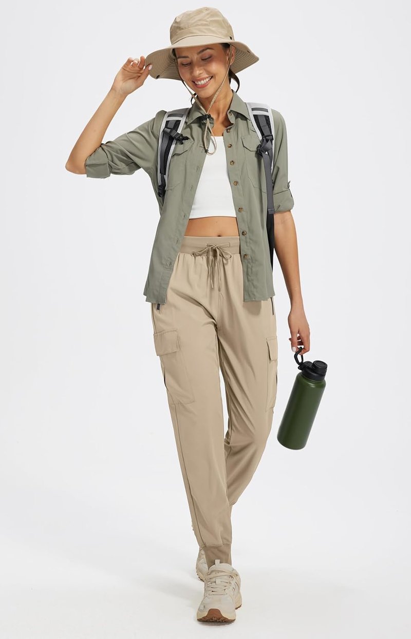 Libin Women's Cargo Joggers - Lightweight Quick-Dry Hiking Pants for Travel & Casual Wear
